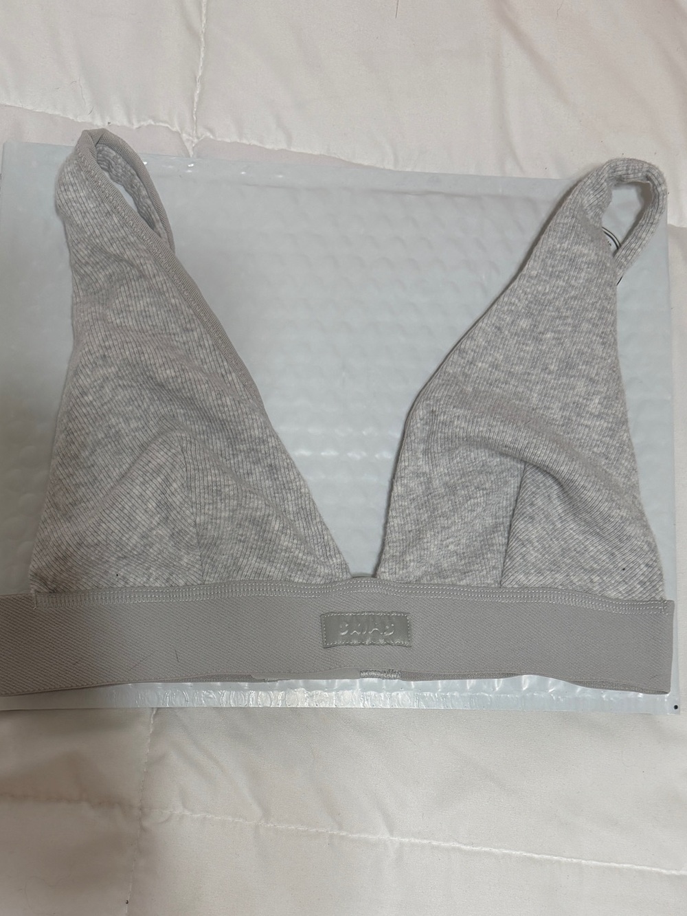 SKIMS Light Gray Ribbed Triangle Bralette